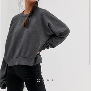 ASOS DESIGN super soft batwing sweatshirt in charcoal
